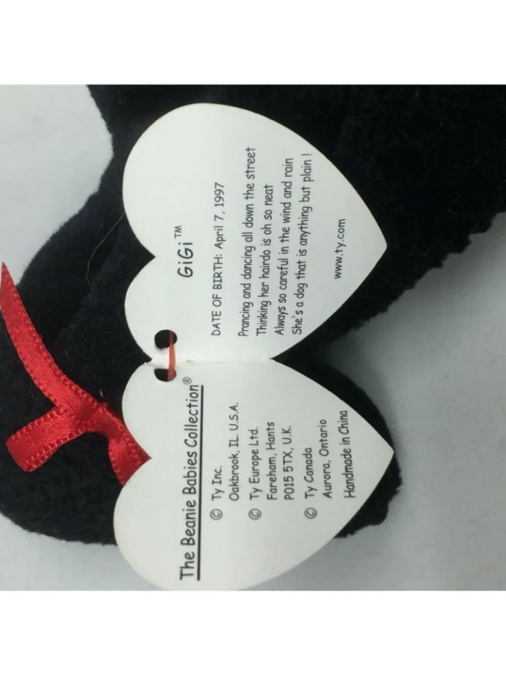 Ty Beanie Baby GiGi Dog Poodle Plush Stuffed Animal Retired W Tag April 7 1997